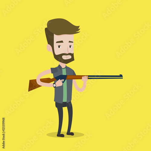 Hunter ready to hunt with hunting rifle.