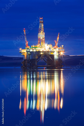 Semi Submersible Oil Rig during Sunrise at Cromarty Firth 