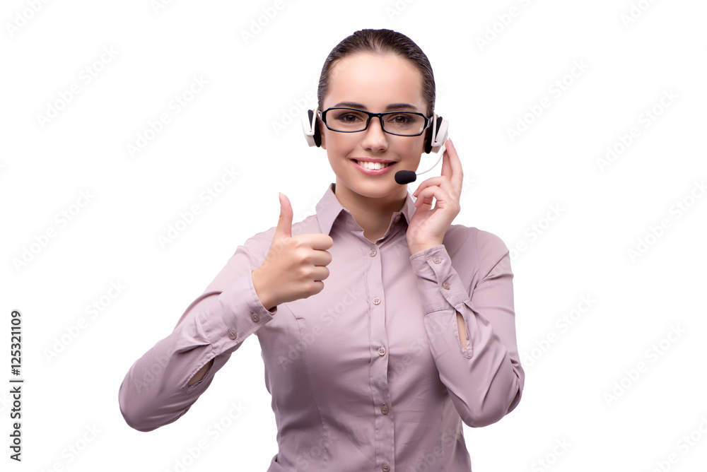 Young call center operator isolated on white Young call center operator isolated on white