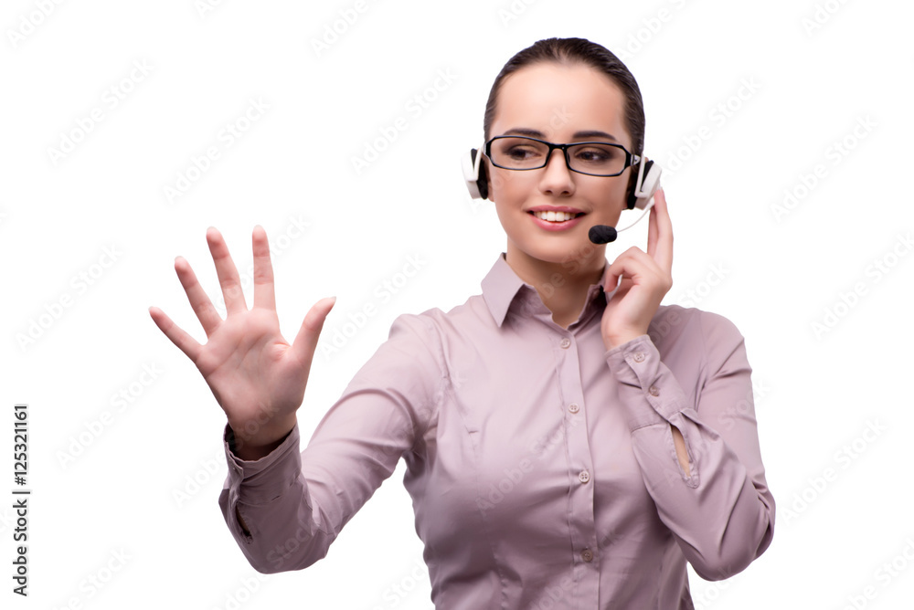 Young call center operator isolated on white Young call center operator isolated on white
