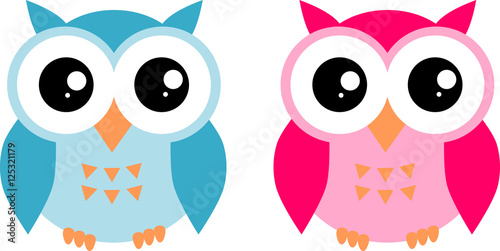 Pareja de buhos hembra y macho para identificar bebés o diferenciar baños