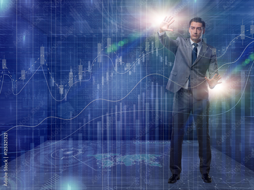 Man in stock exchange trading concept Man in stock exchange trading concept