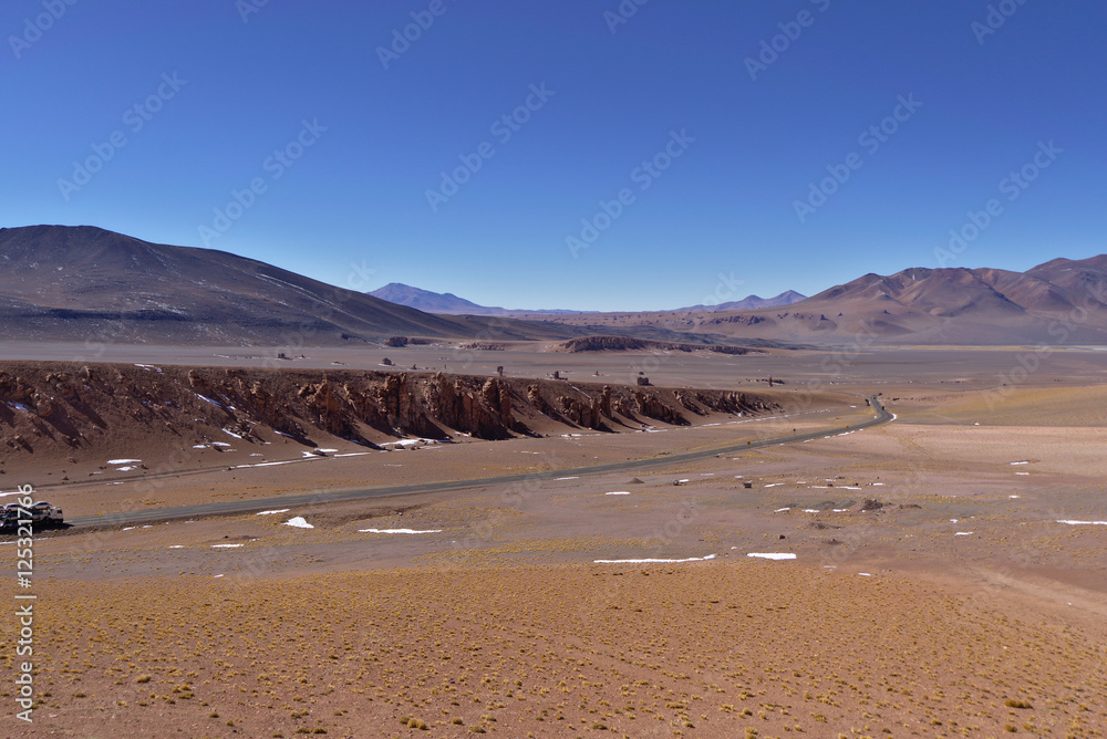 Snow and rocks in the Atacama desert