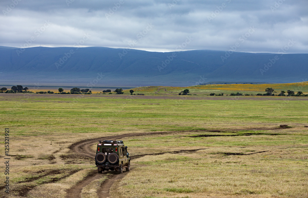 Safari Vehicle in Ngorongoro Crater Safari Vehicle in Ngorongoro Crater