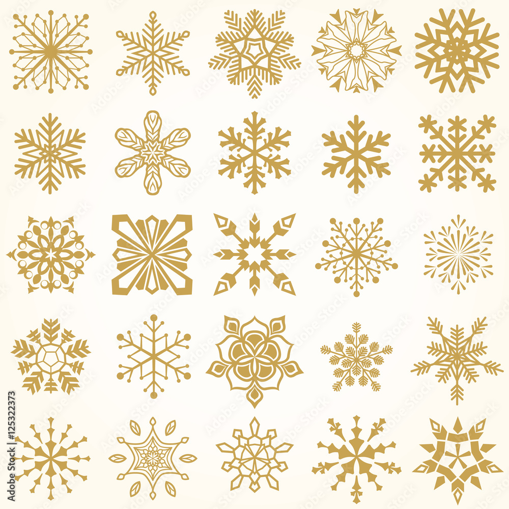 Gold and white snowflake background