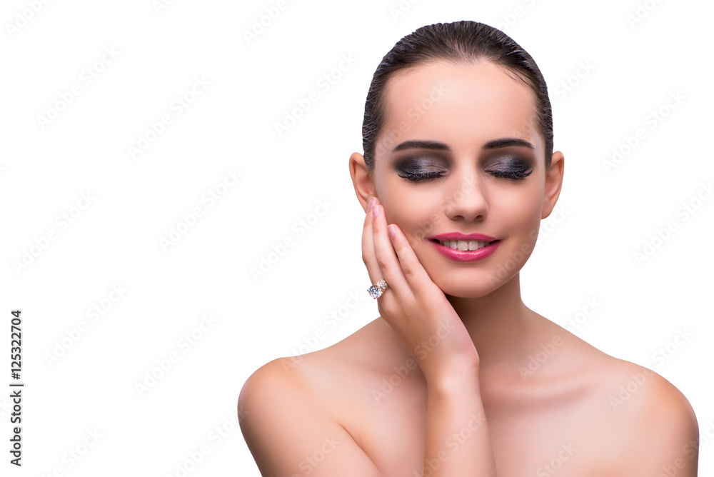 Woman with jewellery accessories isolated on white Woman with jewellery accessories isolated on white