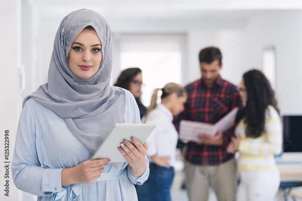 Arabic business woman working in team