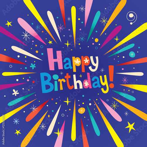 Happy Birthday burst explosion celebration greeting card
