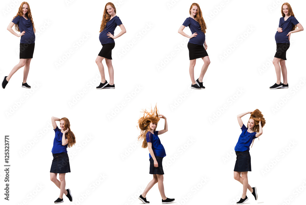 Pregnant woman in composite image isolated on white Pregnant woman in composite image isolated on white