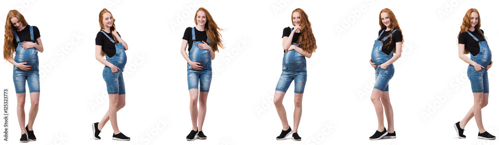 Pregnant woman in composite image isolated on white Pregnant woman in composite image isolated on white