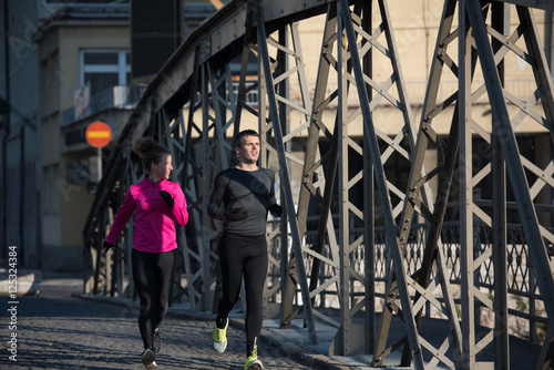 young couple jogging