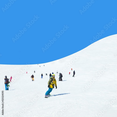 雪山と青空 スキー場イメージ素材