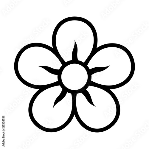 Five petal flower blossom or bloom line icon for apps and websites