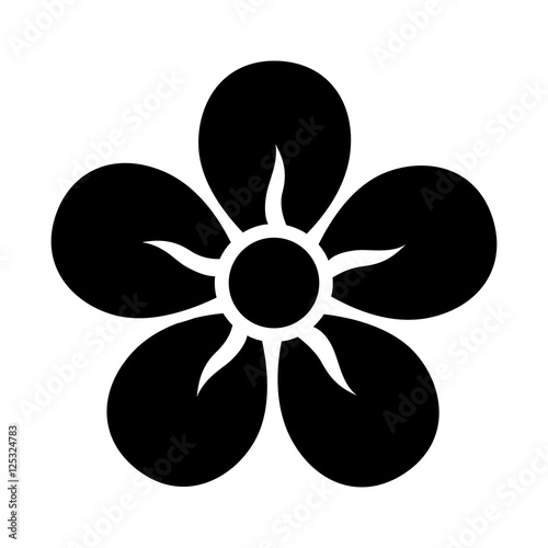 Five petal flower blossom or bloom flat icon for apps and websites