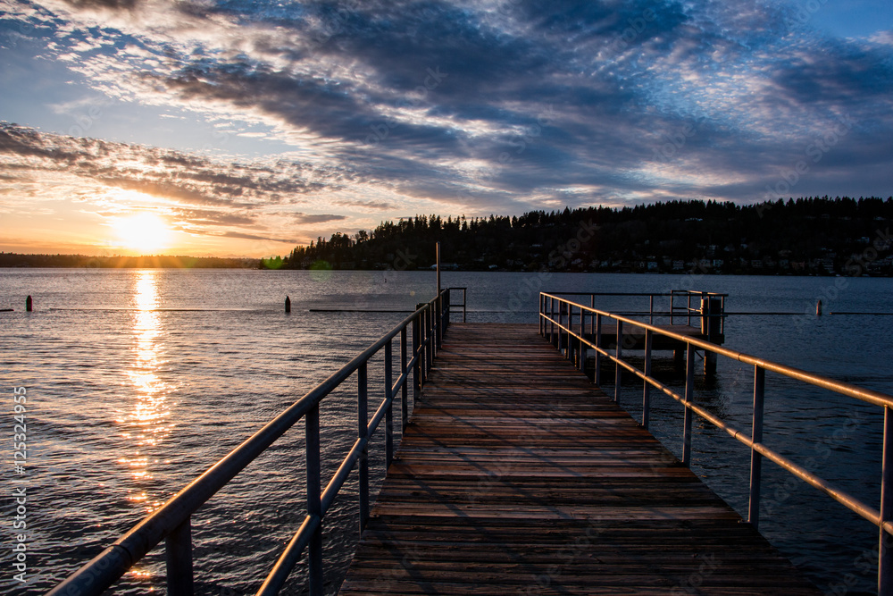 Lake Washington peir at sunset