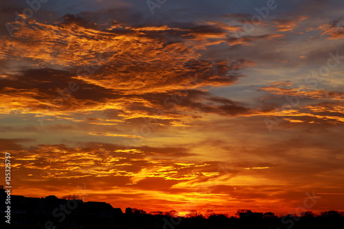 Canvas Print Red, cloudy sky at sunset