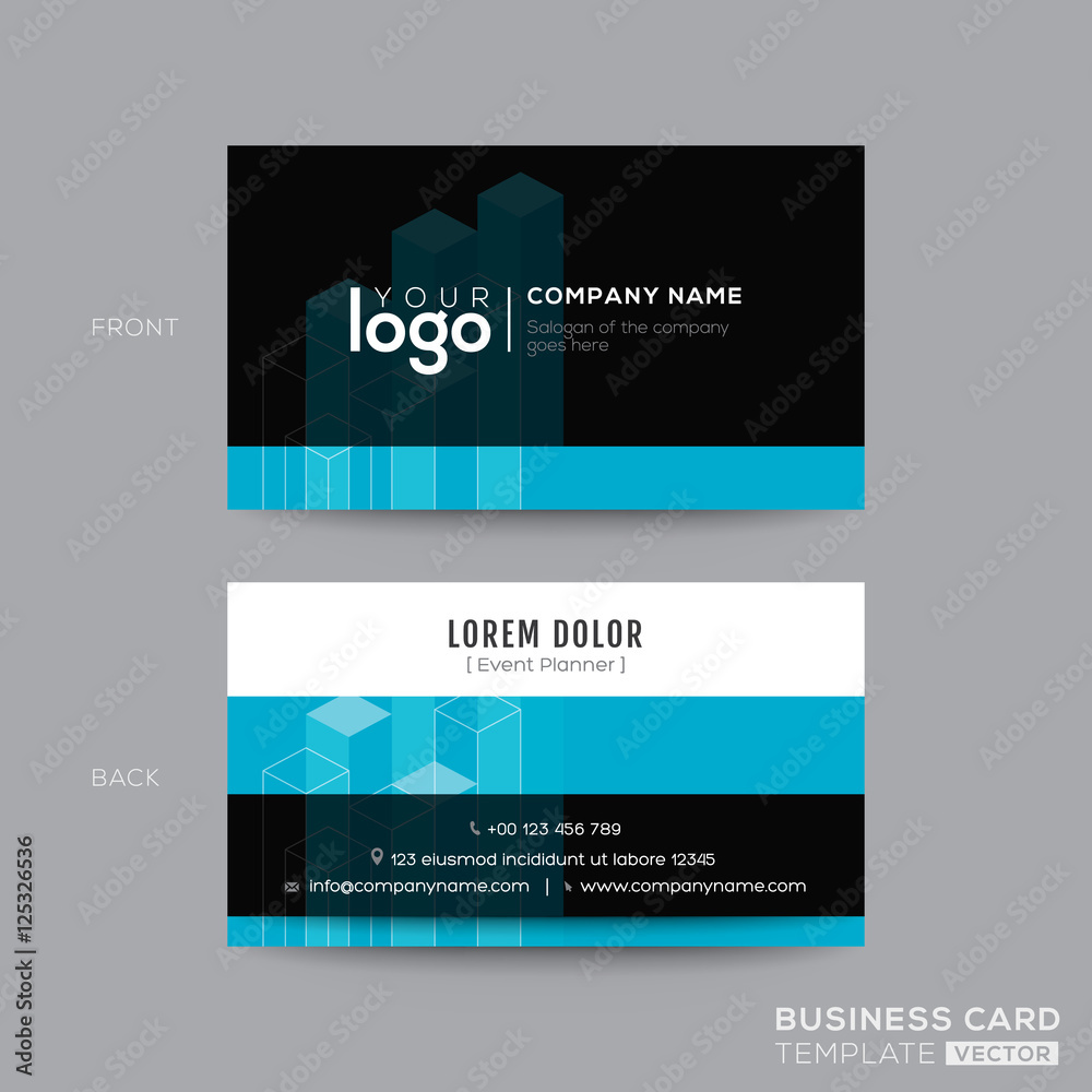 Black and Aqua Blue modern business card design Black and Aqua Blue modern business card design