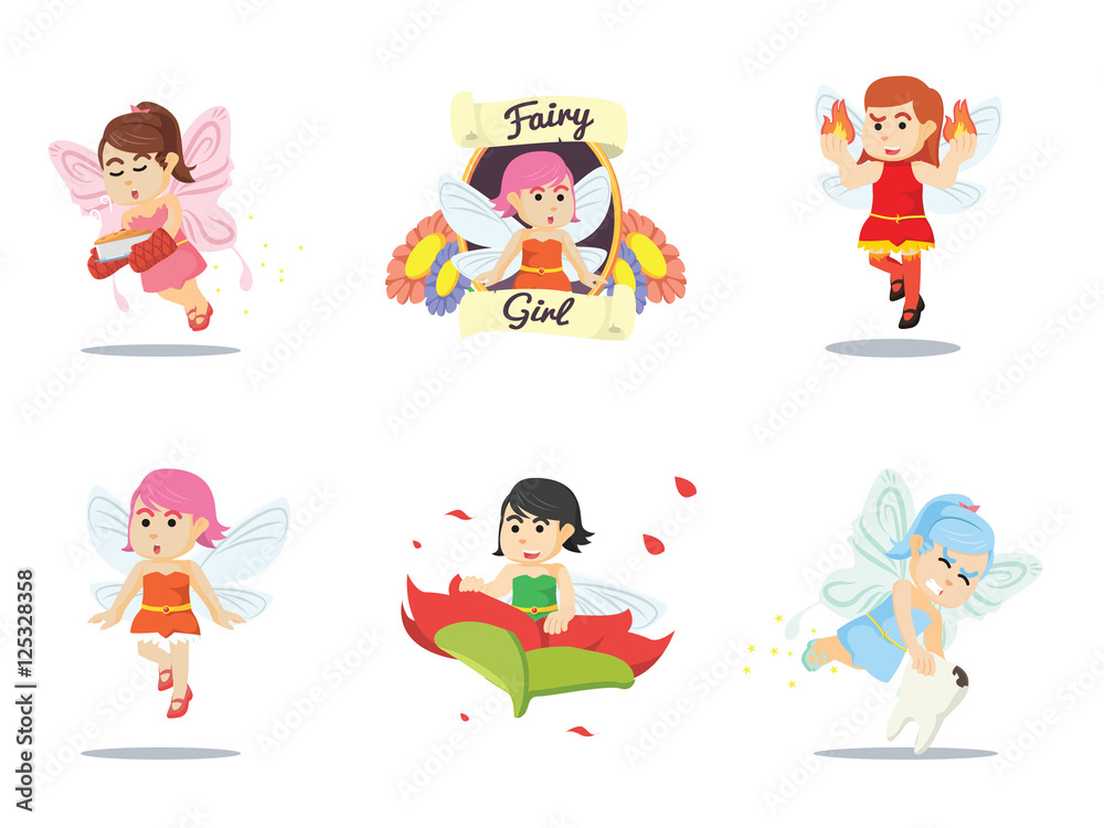fairy cartoon set vector illustration design