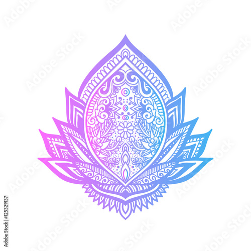 Vector Indian hand drawn hamsa with ethnic ornaments. Beautiful India ethnica ornament. Folk Henna tattoo style