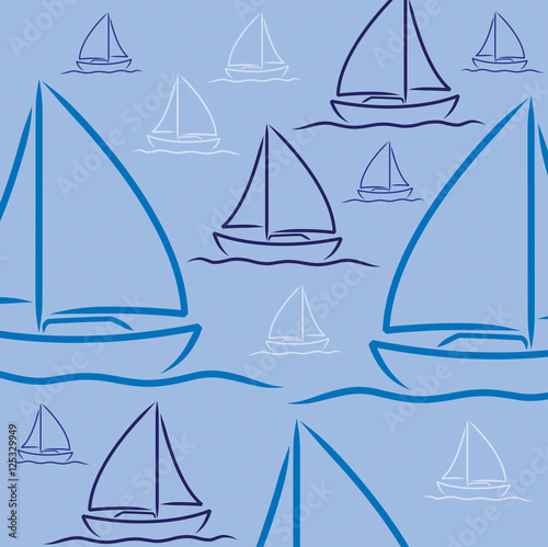 Hand drawn sailing boat pattern in vector format.