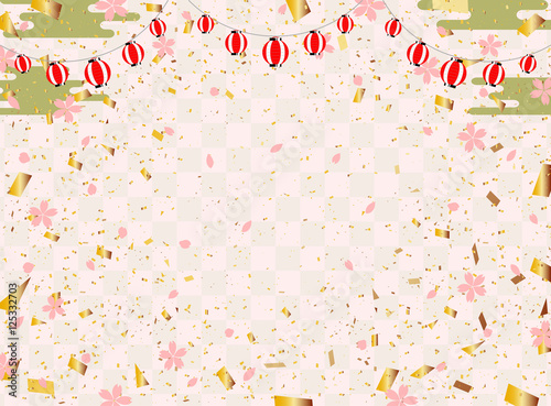 桜　提灯　金箔