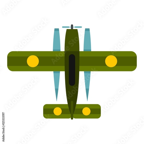 Military biplane icon. Flat illustration of military biplane vector icon for web