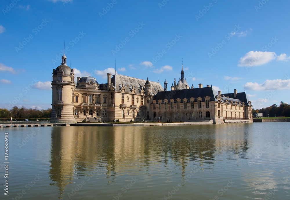 Chantilly castle - a view from the lake, France