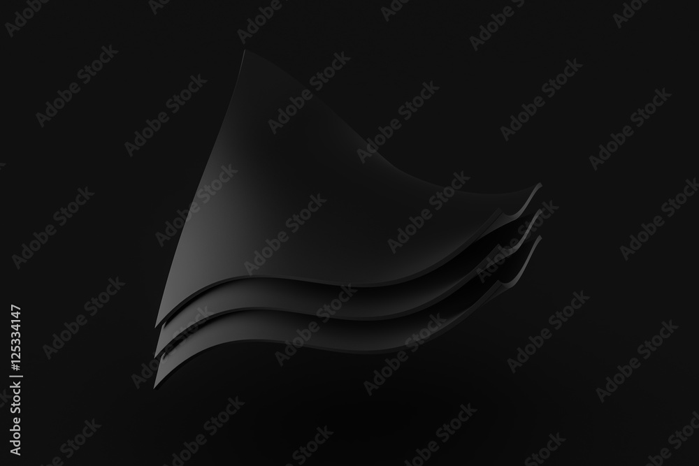 Fototapeta premium black stack box cloth fabric levitation on black background 3d r