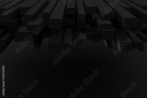 black stack line box chaos levitation on black background 3d ren