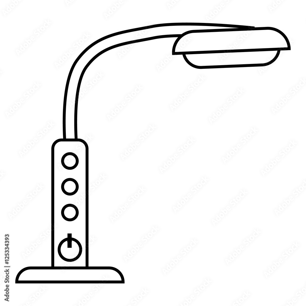 Table lamp with control panel icon. Outline illustration of table lamp with control panel vector icon for web Table lamp with control panel icon. Outline illustration of table lamp with control panel vector icon for web