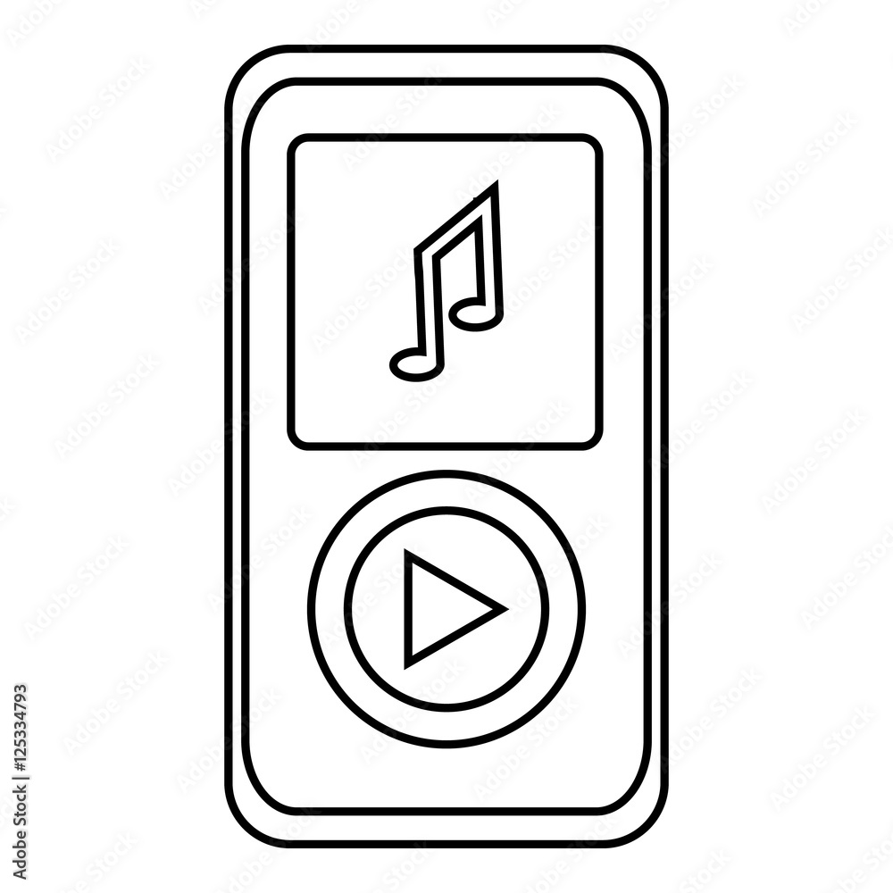 Music player icon. Outline illustration of music player vector icon for web