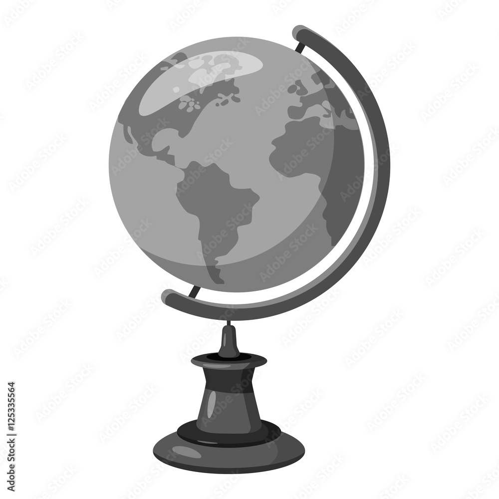 Globe icon. Gray monochrome illustration of globe vector icon for web Globe icon. Gray monochrome illustration of globe vector icon for web