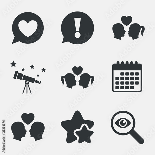 Couple love icon. Lesbian and Gay lovers signs.