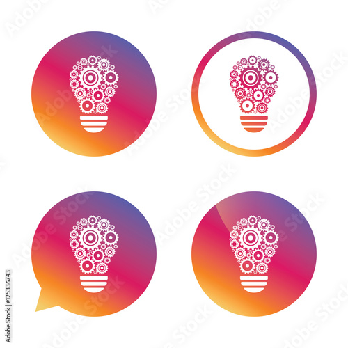 Light lamp sign icon. Bulb with gears symbol.