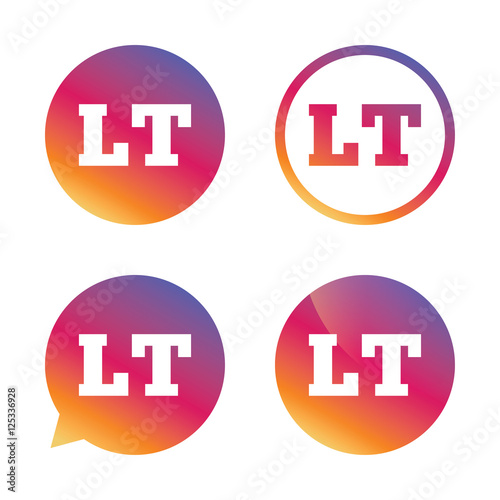 Lithuanian language sign icon. LT translation.