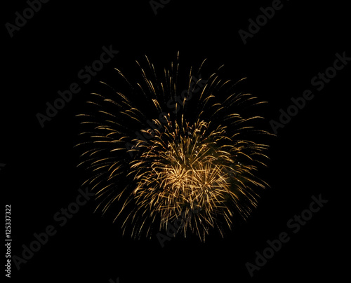 Holiday fireworks of colored lights isolated on black background