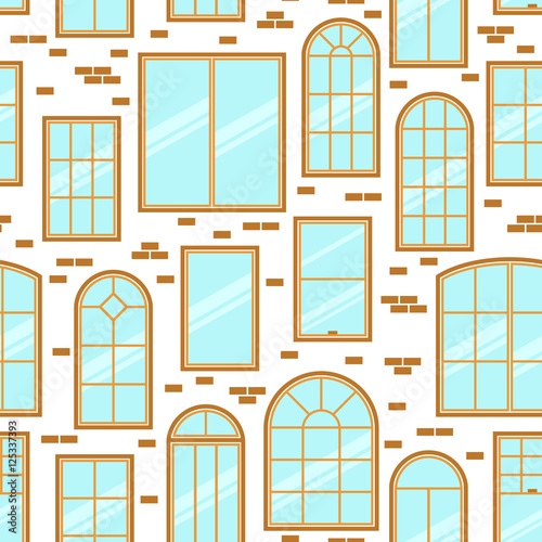 Vector seamless pattern of different types of windows flat style
