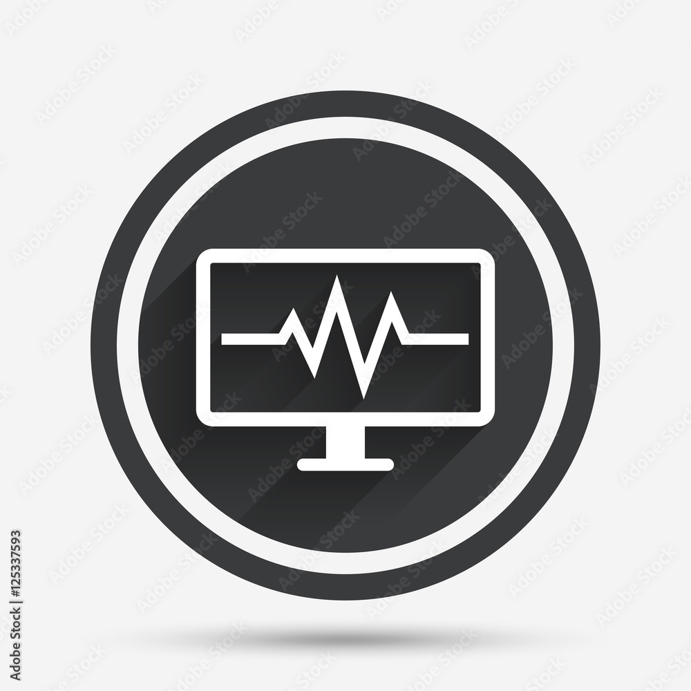 Cardiogram monitoring sign icon. Heart beats. Cardiogram monitoring sign icon. Heart beats.