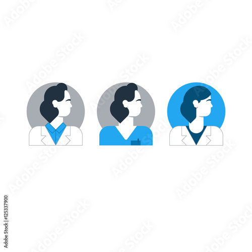 Doctor side view, man turned head, medical worker, surgeon, assistant, physician