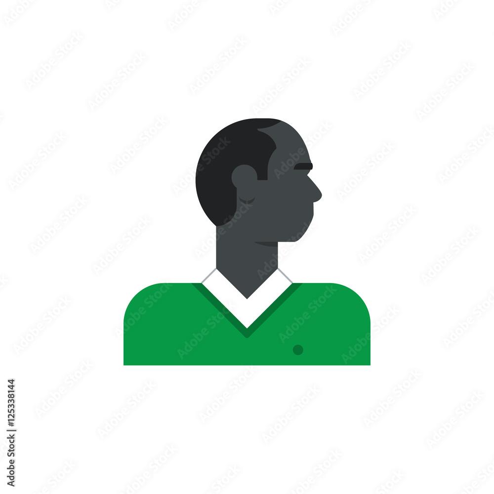 Black man side view, turned head, student in sweater Stock Vector