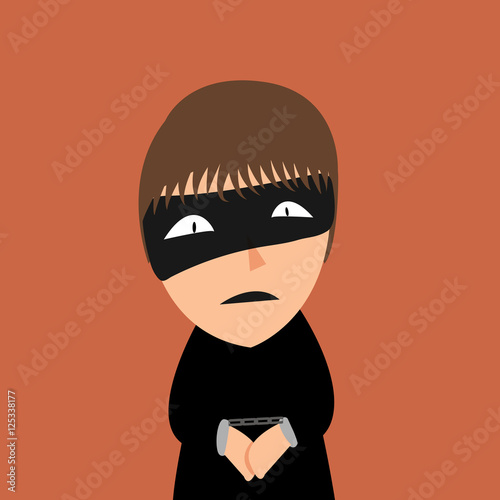 Thief Arrested with handcuffs on hands