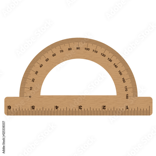Protractor. Wooden Ruler. Instrument of Measurement.