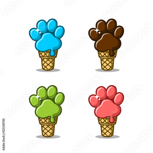 Wallpaper Mural Dog Paw Ice Cream Colorful Illustration- Vector Logo Icon Torontodigital.ca