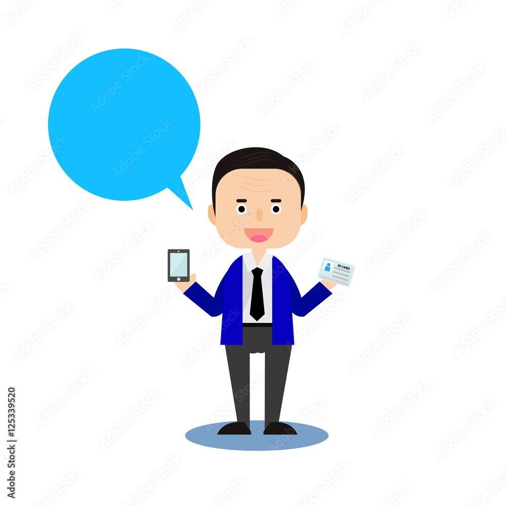 Business situation. Businessman with speech bubble for text. Vector illustration. Business situation. Businessman with speech bubble for text. Vector illustration.
