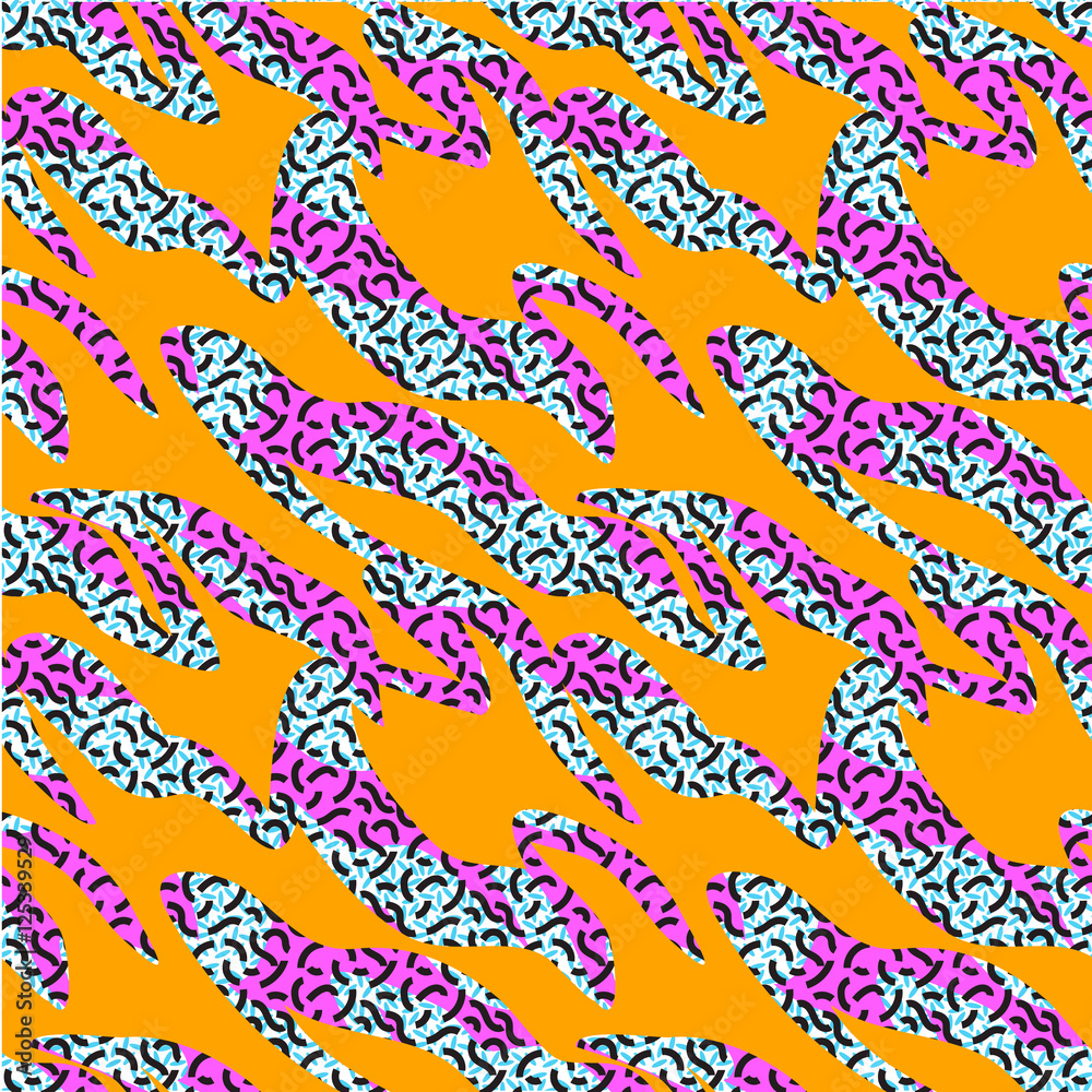 Fototapeta premium Mephis vector pattern with geometric shapes