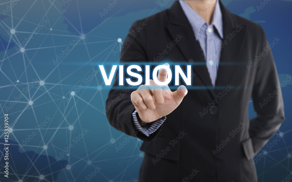 Businessman hand pressing button vision. sign on virtual screen. business concept. Businessman hand pressing button vision. sign on virtual screen. business concept.