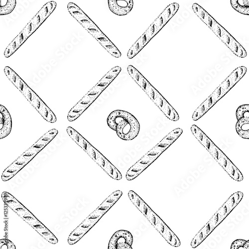 hand drawn bakery seamless vector pattern