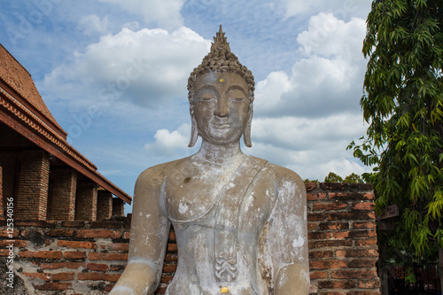 Buddha statue at  Wat yai chai mongkhon is a Buddhist temple in Ayutthaya, Thailand photo