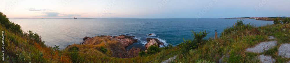 Evening sea coast panorama.