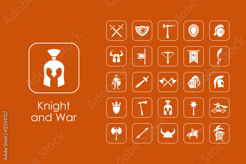 Set of knight and war simple icons